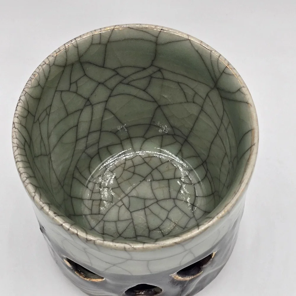 Somayaki‎ Otagiri Japanese Tea Cup Hearts Cutout Vintage Japan Insulated EUC